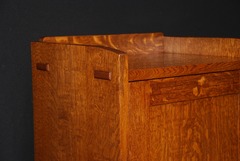 Detail, two of the eight pinned through-tenons.